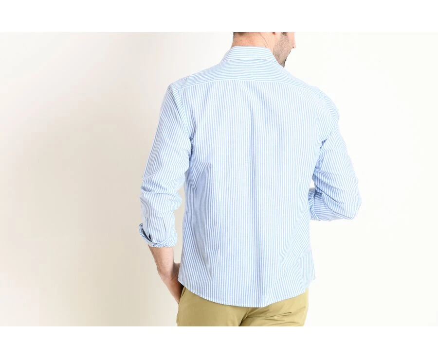 Chemise Coton Et Lin Rayures Bleues Et Blanches - EDIBERT 2 Chemise Coton Et Lin Rayures Bleues Et Blanches - EDIBERT – Image 2