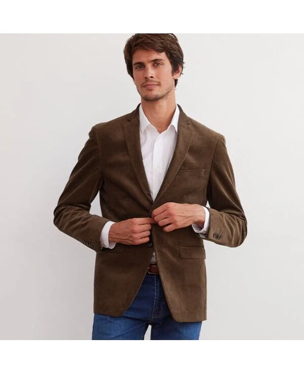 Blazer Homme Velours Côtelé Lavé Taupe Foncé - LÉONTILDE