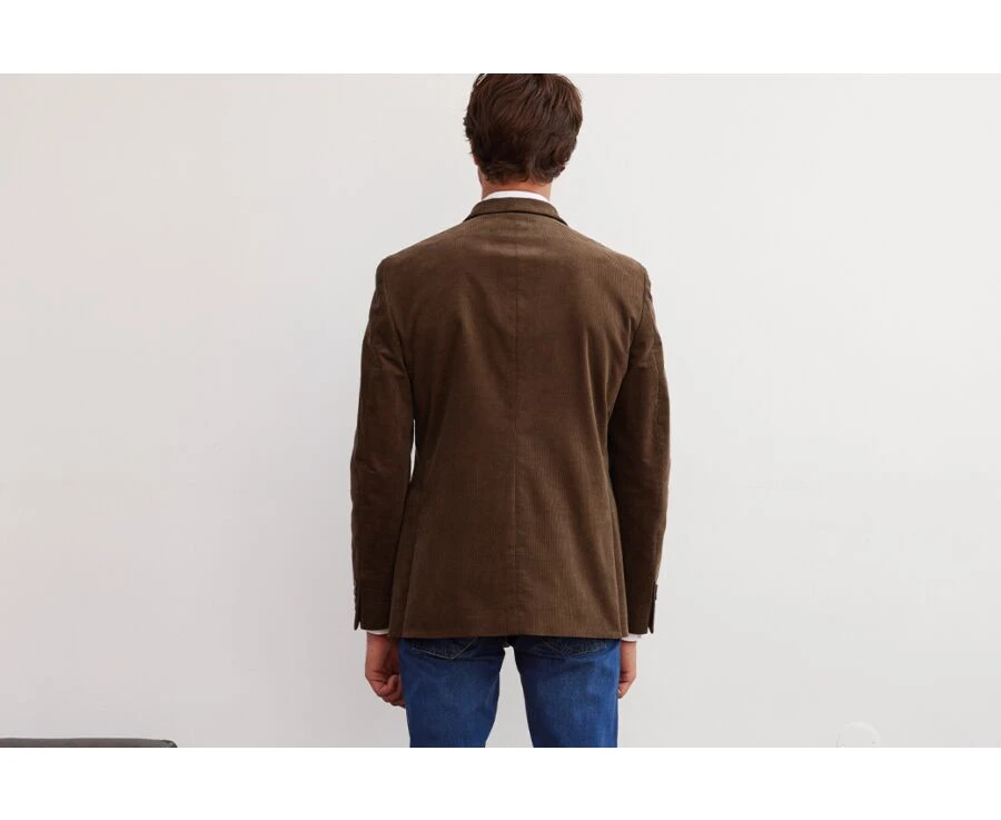 Blazer Homme Velours Côtelé Lavé Taupe Foncé - LÉONTILDE 3 Blazer Homme Velours Côtelé Lavé Taupe Foncé - LÉONTILDE – Image 3
