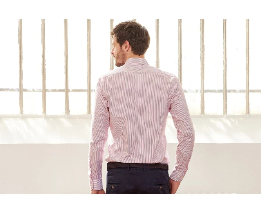 Chemise Blanche à Rayures Rouges - GEOFFROY 2 Chemise Blanche à Rayures Rouges - GEOFFROY – Image 2