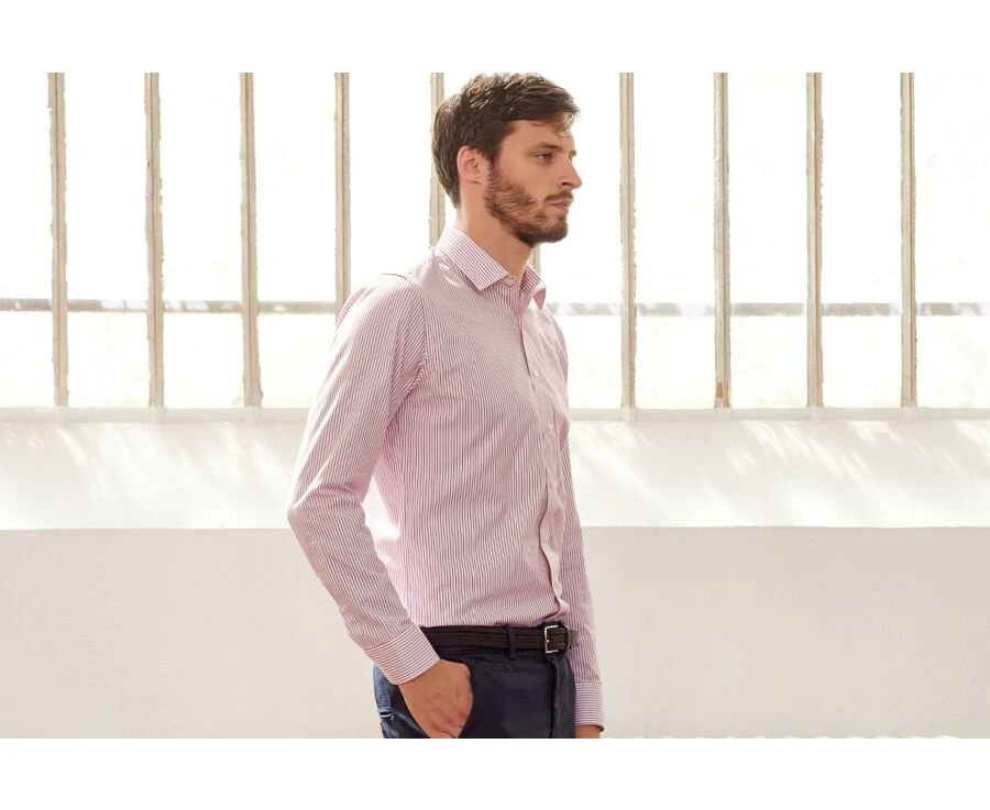 Chemise Blanche à Rayures Rouges - GEOFFROY 3 Chemise Blanche à Rayures Rouges - GEOFFROY – Image 3