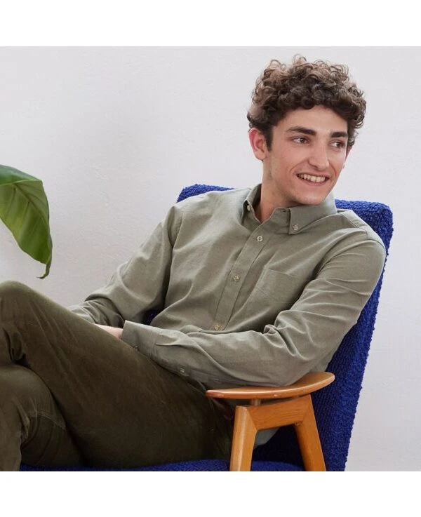 Chemise Flanelle Vert Army - Poche Poitrine - ALEXANDER