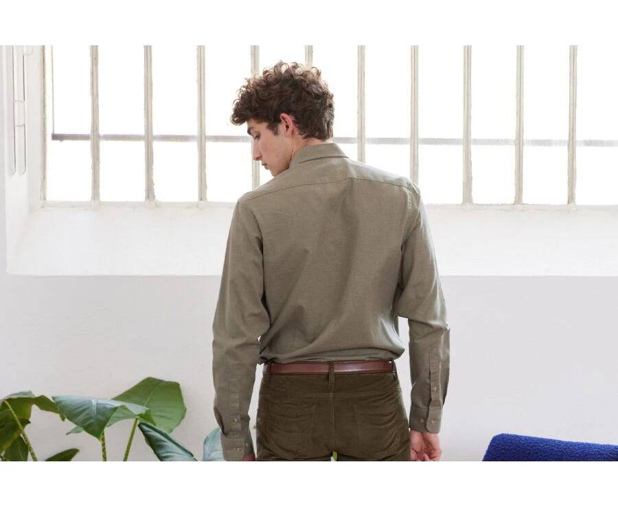 Chemise Flanelle Vert Army - Poche Poitrine - ALEXANDER 2 Chemise Flanelle Vert Army - Poche Poitrine - ALEXANDER – Image 2