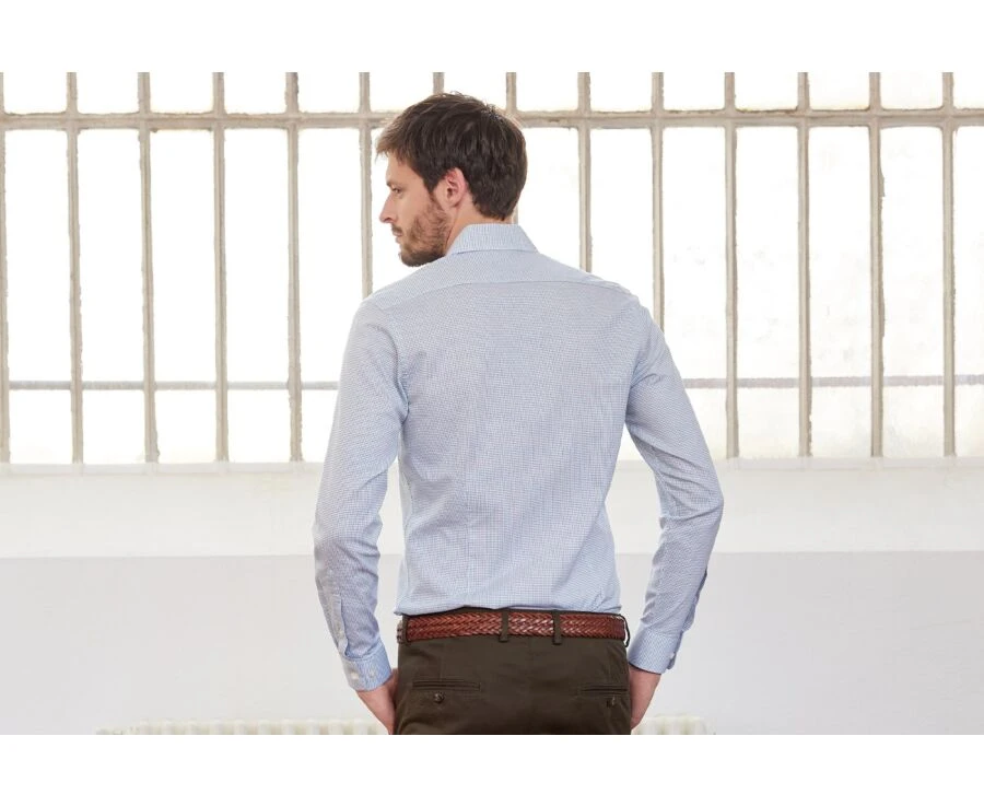 Chemise Blanche à Petits Carreaux Vert Foncé - SALVATORE 2 Chemise Blanche à Petits Carreaux Vert Foncé - SALVATORE – Image 2