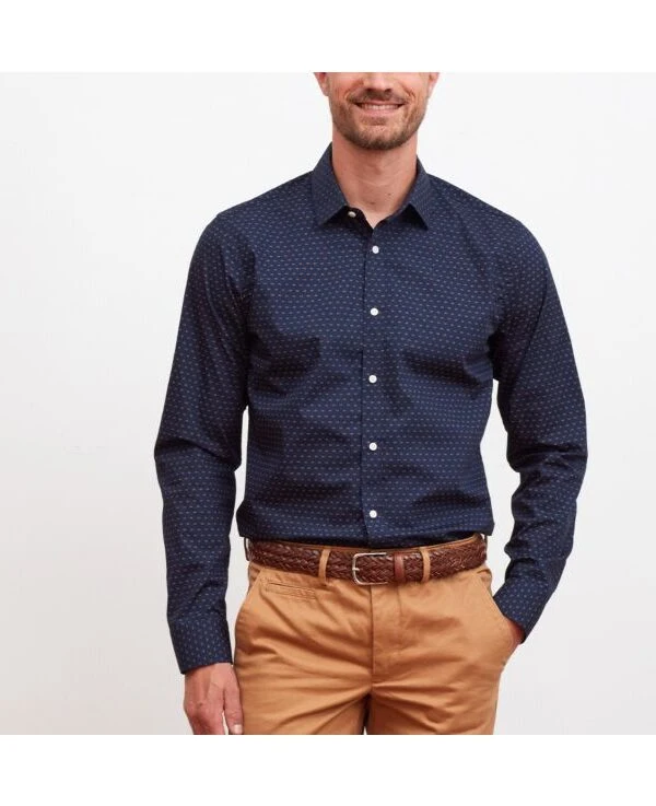 Chemise Imprimée Marine Motif Cognac - LÉONCE