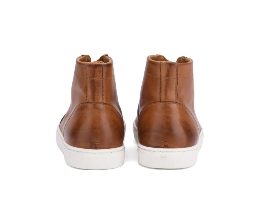 Sneakers Montantes Homme Cuir Châtaigne Patiné - HAWTHORNE 4 Sneakers Montantes Homme Cuir Châtaigne Patiné - HAWTHORNE – Image 4