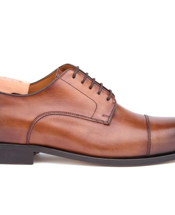 Derbies Homme Cognac Patiné Semelle Cuir - GILWELL
