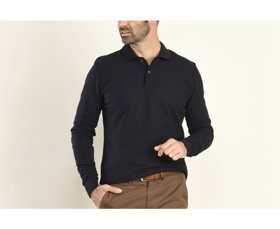 Polo Manches Longues Homme Marine - ANDY II ML 1 Polo Manches Longues Homme Marine - ANDY II ML