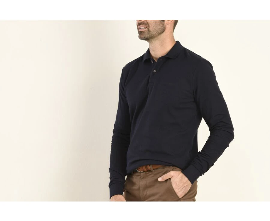 Polo Manches Longues Homme Marine - ANDY II ML 3 Polo Manches Longues Homme Marine - ANDY II ML – Image 3