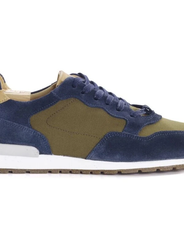 Sneakers Homme Velours Bleu Et Kaki - CANBERRA II