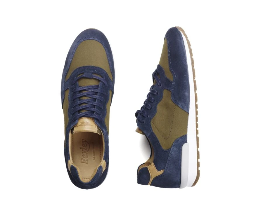 Sneakers Homme Velours Bleu Et Kaki - CANBERRA II 3 Sneakers Homme Velours Bleu Et Kaki - CANBERRA II – Image 3