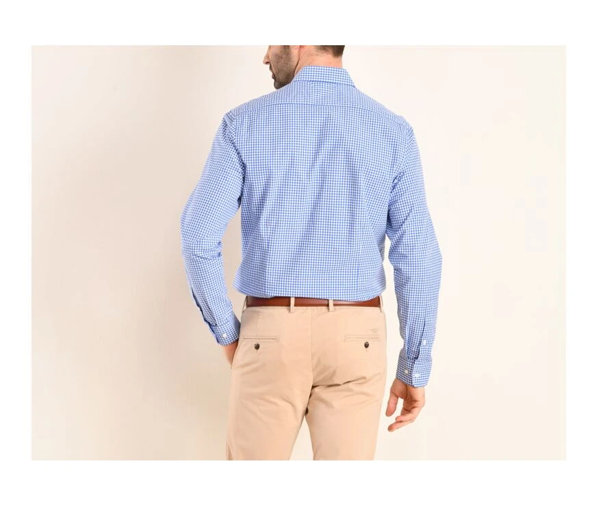 Chemise Coton Blanc à Carreaux Bleus Clairs Et Blancs - RUGGERO 2 Chemise Coton Blanc à Carreaux Bleus Clairs Et Blancs - RUGGERO – Image 2