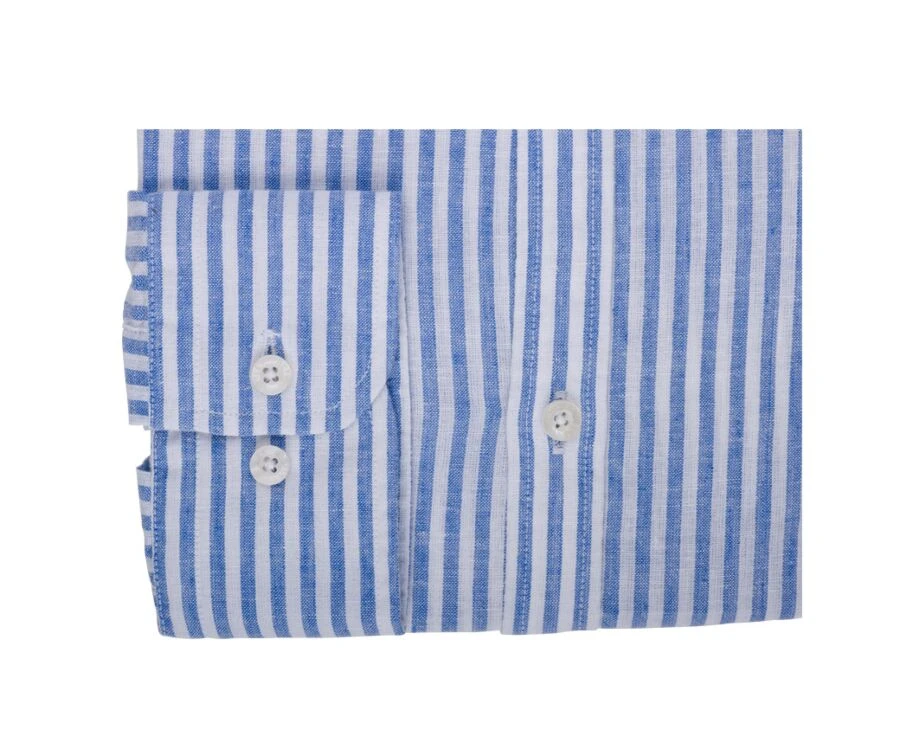 Chemise Coton Lin Bleu Océan Et Blanc - ELIBERT 6 Chemise Coton Lin Bleu Océan Et Blanc - ELIBERT – Image 6