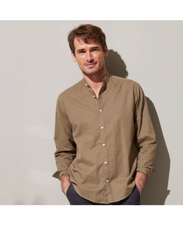 Chemise Coton Lin Taupe Unie - ELIBERT