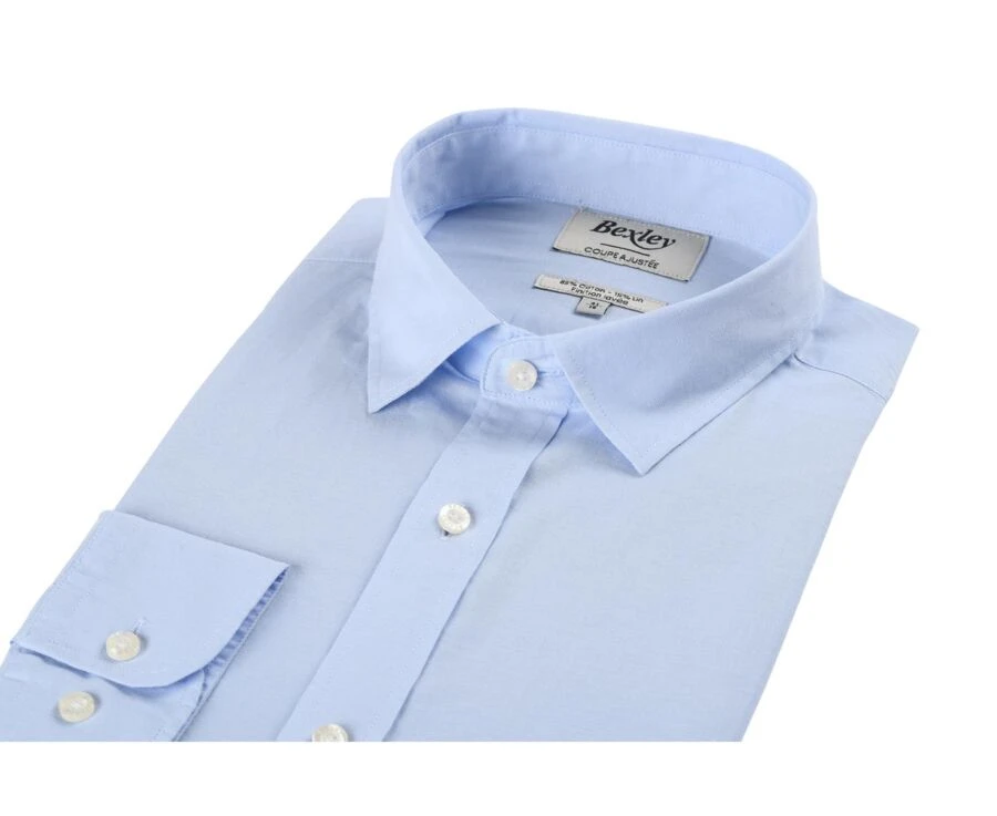 Chemise Coton Lin Bleue Ciel Unie - SILBERT 5 Chemise Coton Lin Bleue Ciel Unie - SILBERT – Image 5