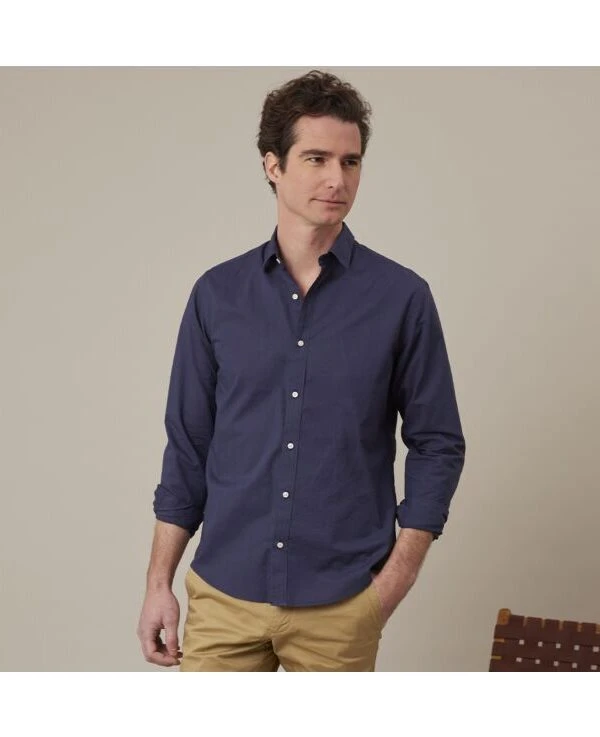 Chemise Coton Lin Marine - SILBERT