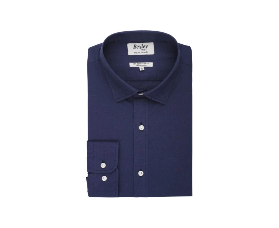 Chemise Coton Lin Marine - SILBERT 4 Chemise Coton Lin Marine - SILBERT – Image 4