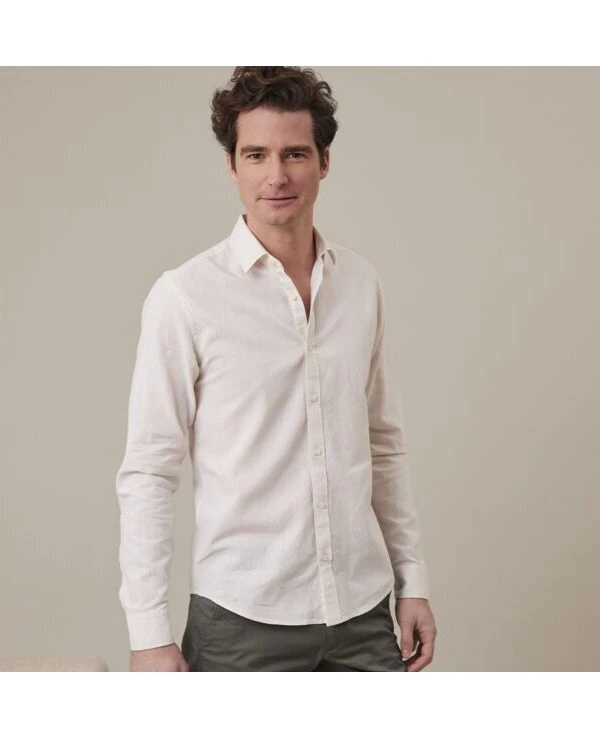 Chemise Coton Lin Chambray Écru - SILBERT