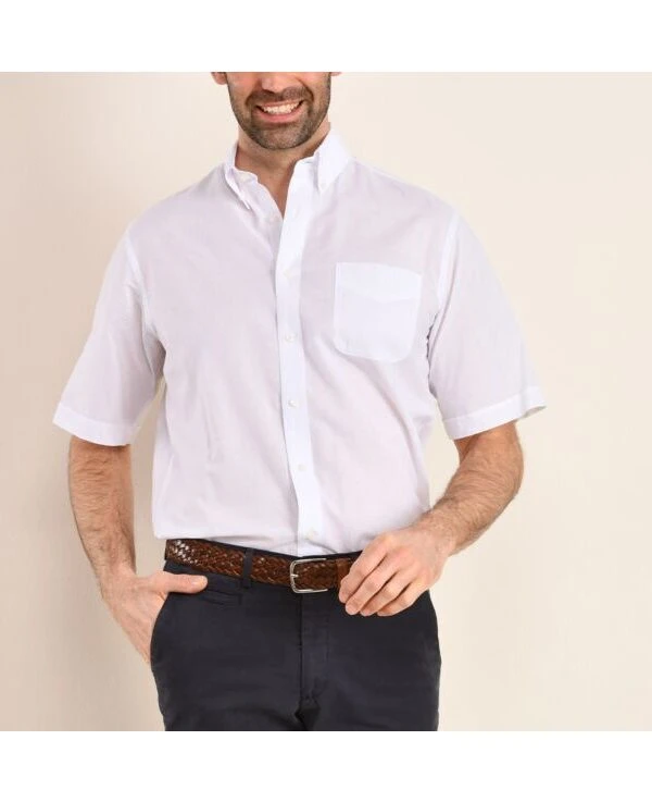 Chemise Coton Et Lin Blanche - Poche Poitrine - COLTEN MC