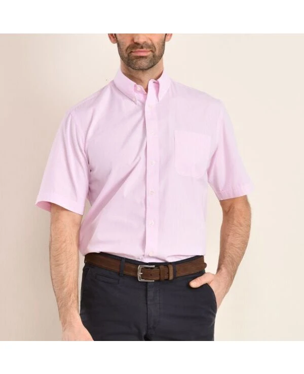 Chemise Coton Blanche à Petits Carreaux Roses - TIM MC