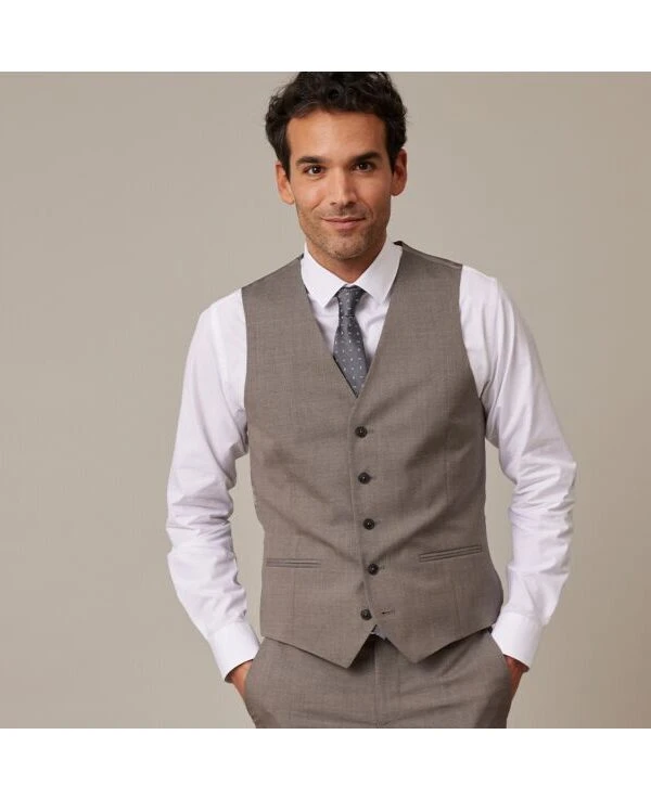 Gilet De Costume Homme Taupe Chiné - LAZARE