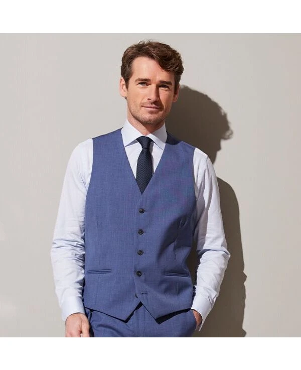 Gilet De Costume Homme Bleu Clair Chiné - LAZARE