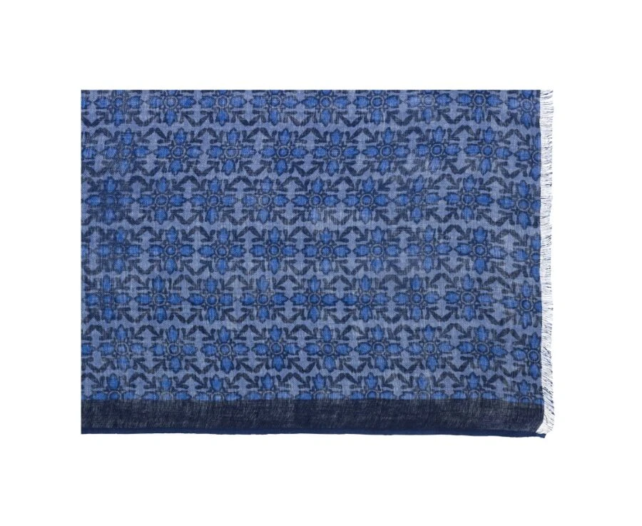 Chèche Lin Coton Motif Bleu Et Bleu Indigo 3 Chèche Lin Coton Motif Bleu Et Bleu Indigo – Image 3