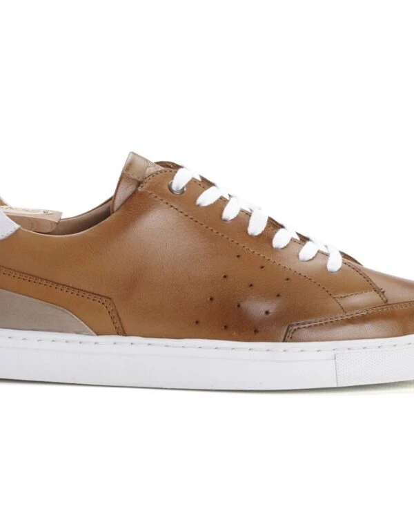 Sneakers Homme Cuir Châtaigne Patiné - BELOKA