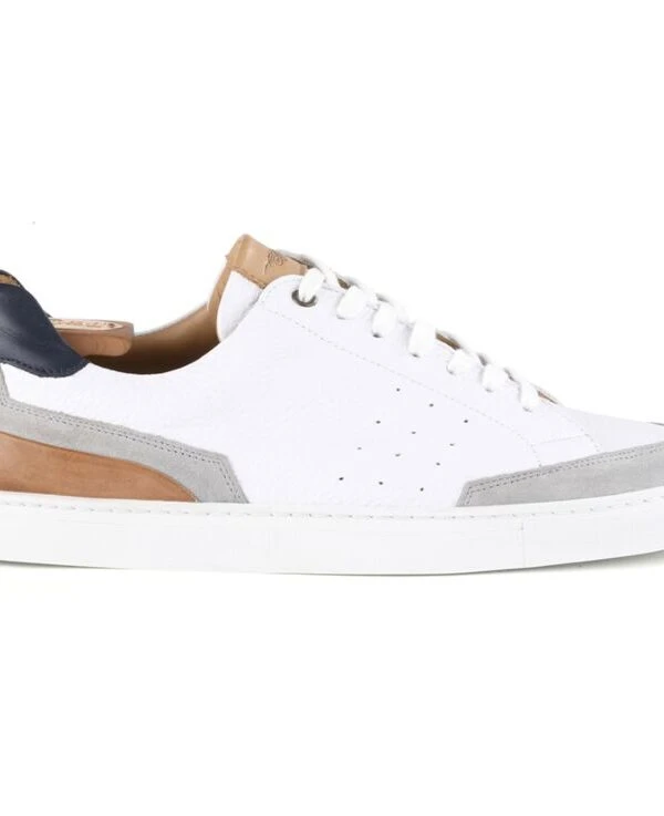 Sneakers Homme Cuir Blanc Grainé - BELOKA