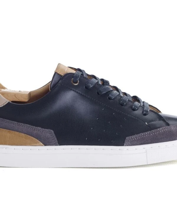 Sneakers Homme Cuir Noir Et Velours Gris - BELOKA
