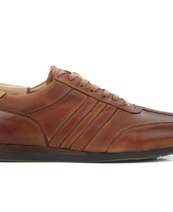 Sneakers Homme Cognac Patiné - BOCKARA
