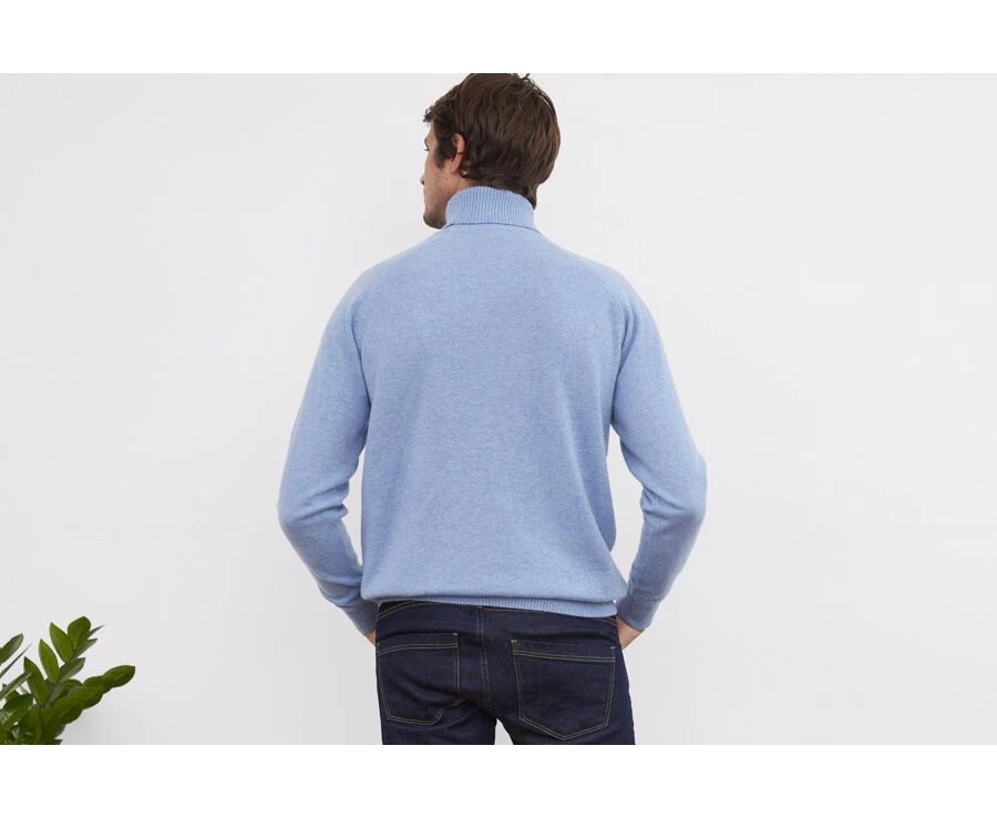 Pull Laine Col Roulé Homme Bleu Chiné - EMERSTON 2 Pull Laine Col Roulé Homme Bleu Chiné - EMERSTON – Image 2