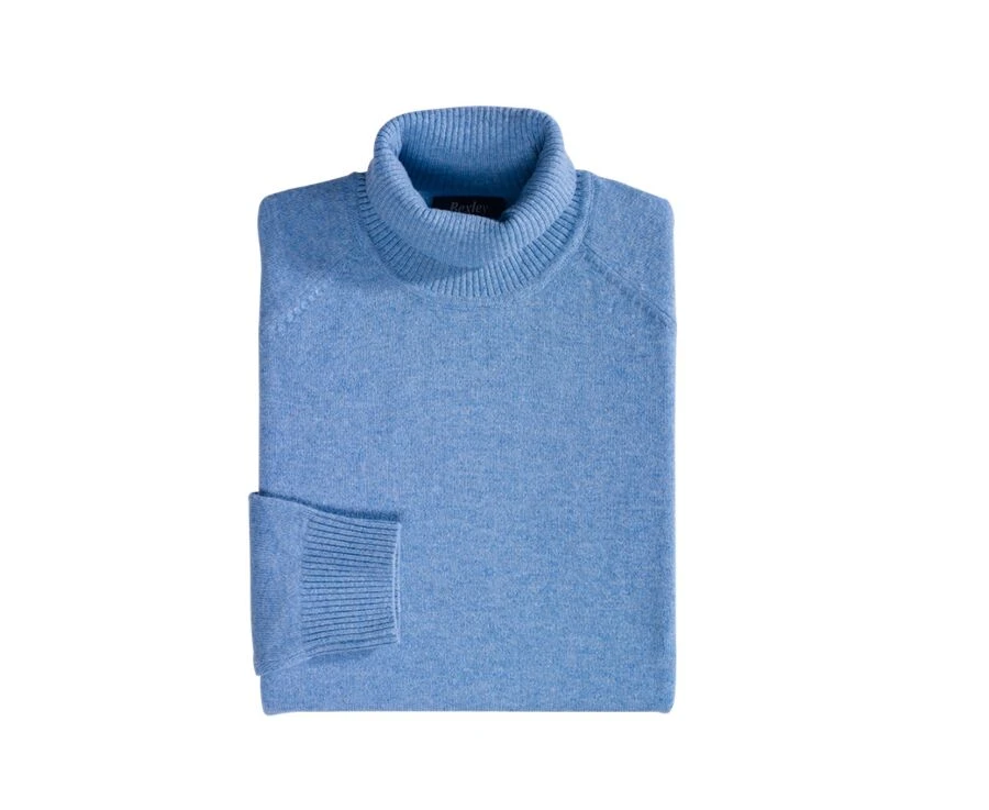 Pull Laine Col Roulé Homme Bleu Chiné - EMERSTON 4 Pull Laine Col Roulé Homme Bleu Chiné - EMERSTON – Image 4