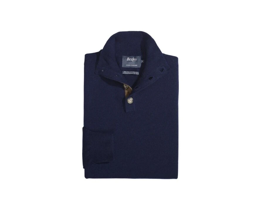Pull Col Montant Homme Laine Navy - KILTAN 4 Pull Col Montant Homme Laine Navy - KILTAN – Image 4