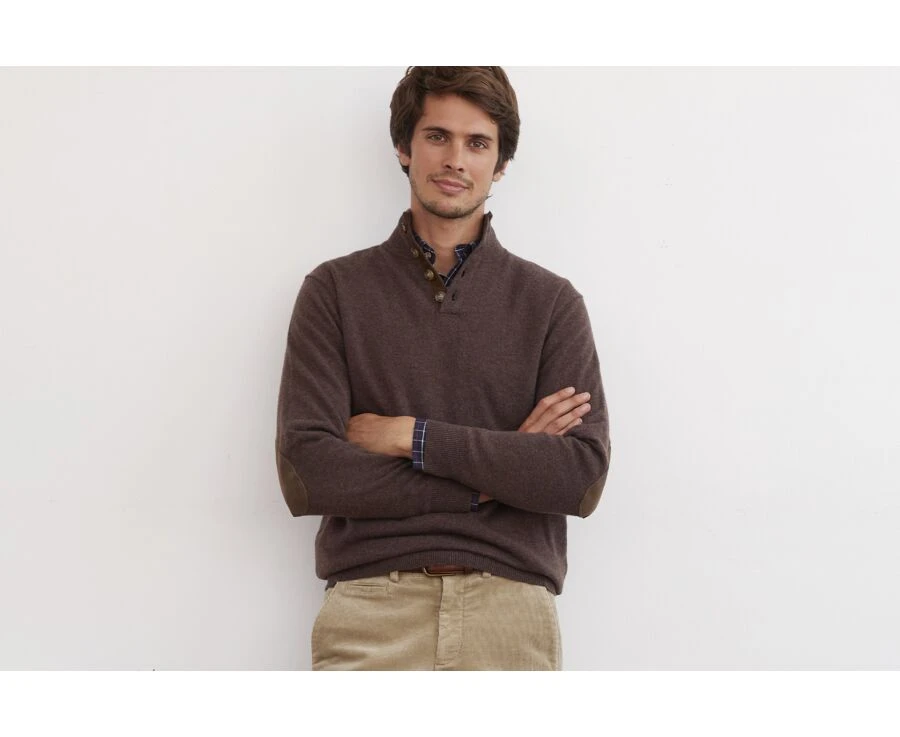 Pull Laine Col Montant Homme Marron Brun - KILTAN 1 Pull Laine Col Montant Homme Marron Brun - KILTAN
