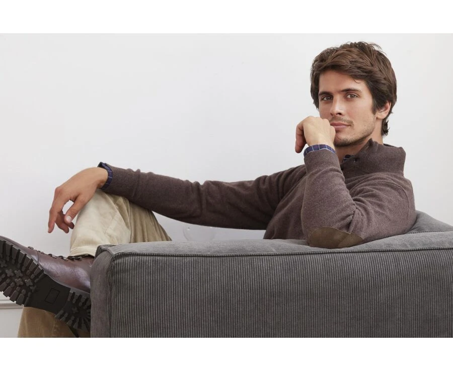 Pull Laine Col Montant Homme Marron Brun - KILTAN 3 Pull Laine Col Montant Homme Marron Brun - KILTAN – Image 3