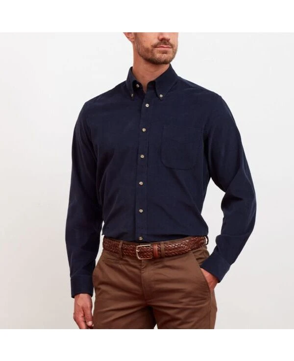 Chemise Velours Navy - Col Américain - WARDLEY