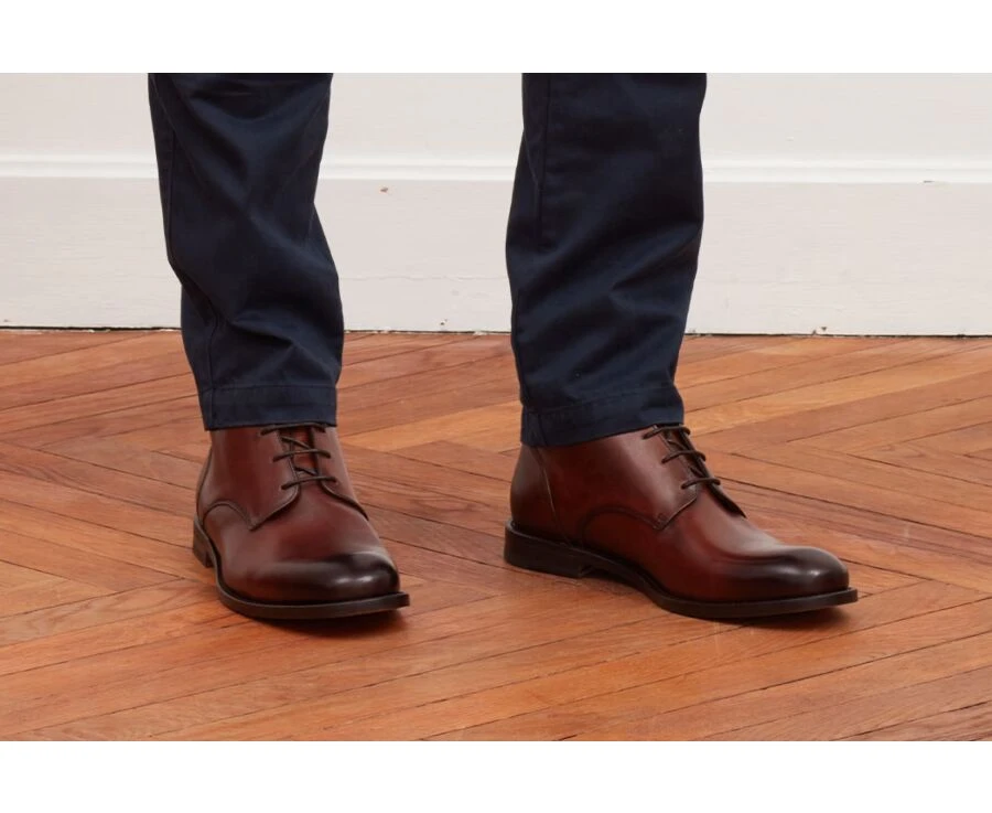 Boots Homme Chocolat Patiné - KINSHAM 7 Boots Homme Chocolat Patiné - KINSHAM – Image 7