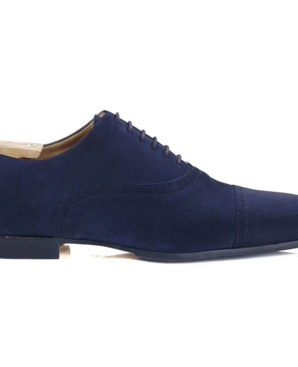 Richelieu Homme Velours Marine Semelle Cuir Avec Patin - STRESA PATIN