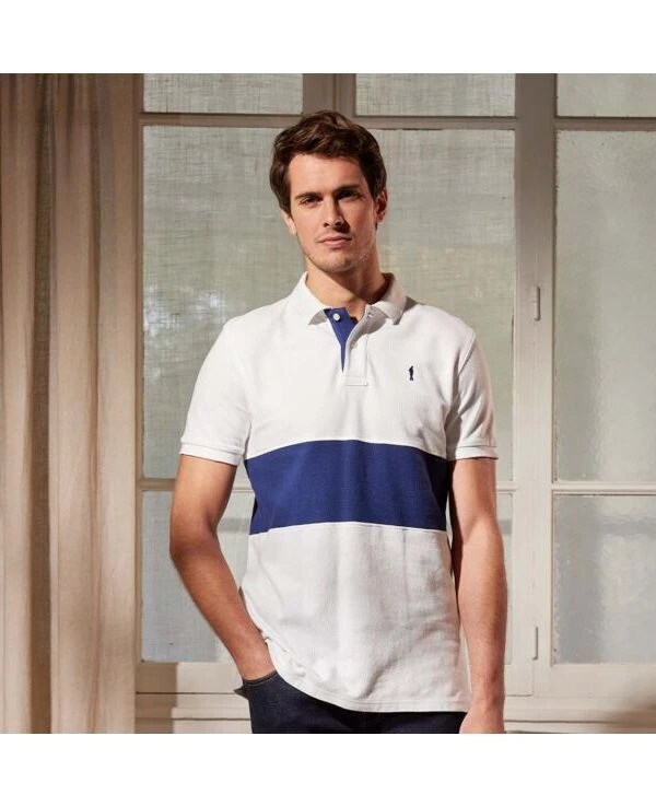 Polo Homme Blanc Et Marine - AURICK