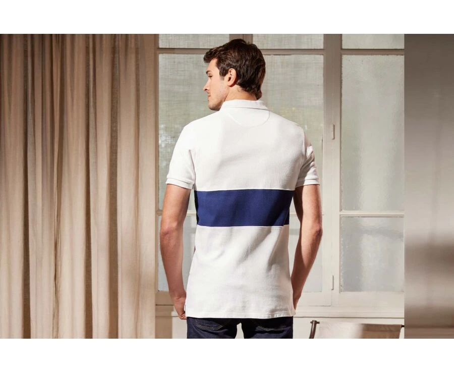 Polo Homme Blanc Et Marine - AURICK 2 Polo Homme Blanc Et Marine - AURICK – Image 2