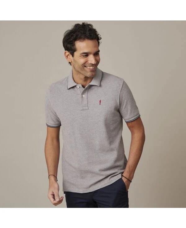 Polo Homme Gris Chiné Et Navy - ADNEY
