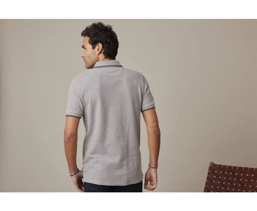 Polo Homme Gris Chiné Et Navy - ADNEY 2 Polo Homme Gris Chiné Et Navy - ADNEY – Image 2