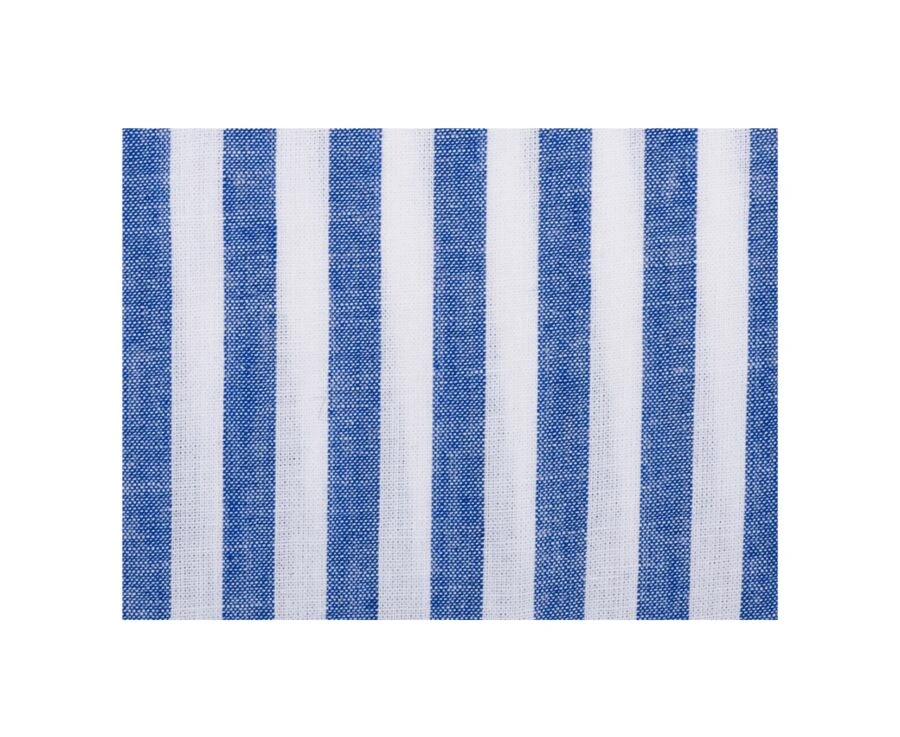 Chemise Manches Longues Coton Et Lin Bleu Océan Et Blanc - COLTEN 7 Chemise Manches Longues Coton Et Lin Bleu Océan Et Blanc - COLTEN – Image 7