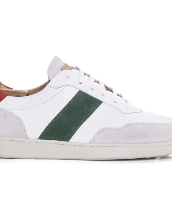 Sneakers Cuir Homme Ecru Et Vert - BERRINGA