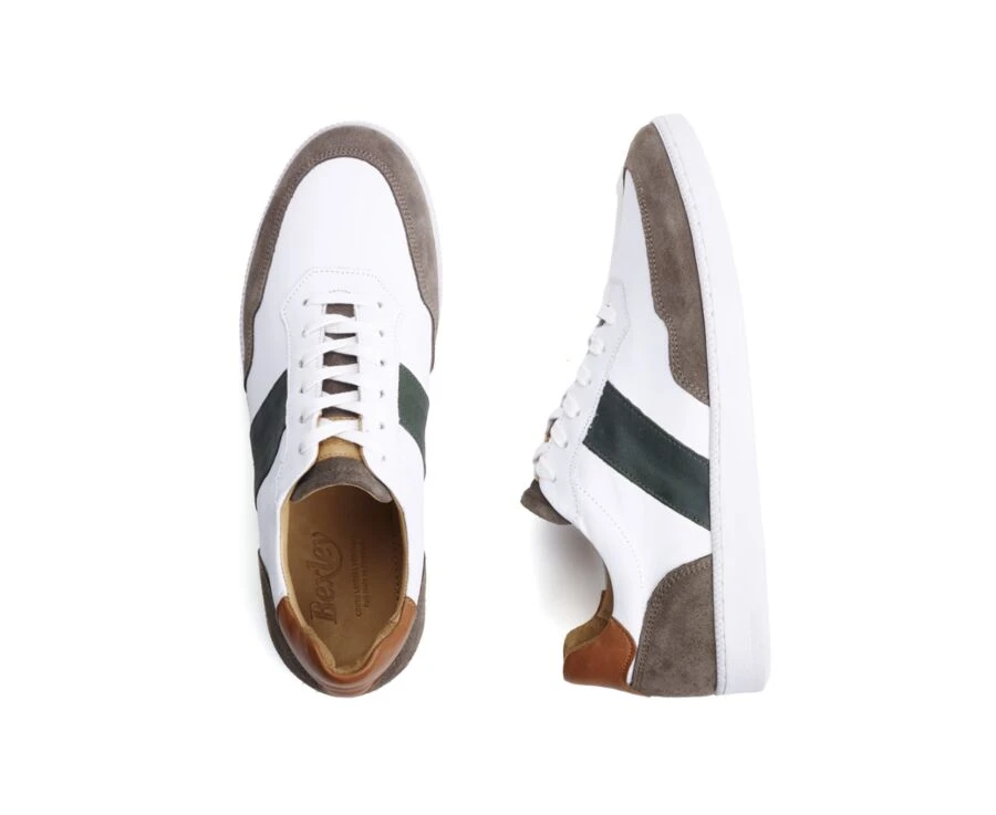 Sneakers Cuir Homme Blanc Taupe Et Vert - BERRINGA 3 Sneakers Cuir Homme Blanc Taupe Et Vert - BERRINGA – Image 3