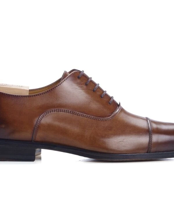 Richelieu Cognac Patiné Homme Semelle Cuir - RICKFORD