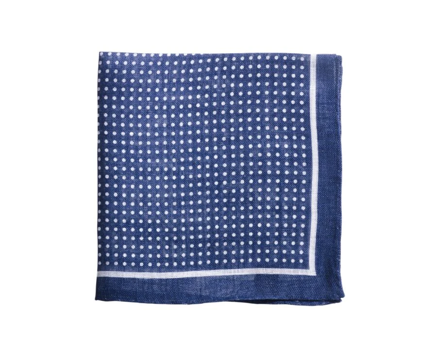 Pochette De Costume Lin à Pois Marine Et Blanc 1 Pochette De Costume Lin à Pois Marine Et Blanc