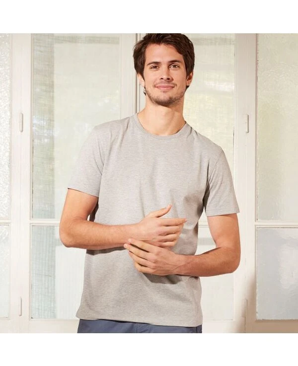 Tee-shirt Coton Bio Uni Gris Chiné Clair - EDGAR III