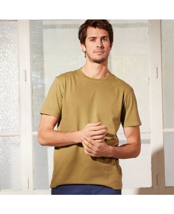 Tee-shirt Coton Bio Uni Kaki Clair - EDGAR III